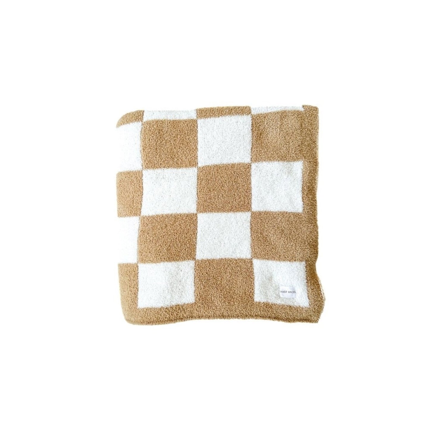 Checker Blanket - Camel/White - Harp Angel Boutique