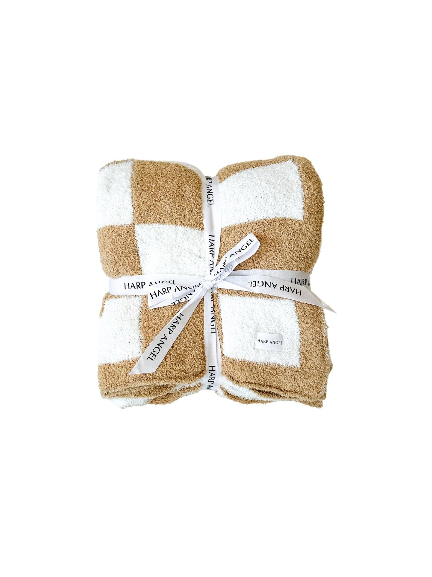 Checker Blanket - Camel/White - Harp Angel Boutique
