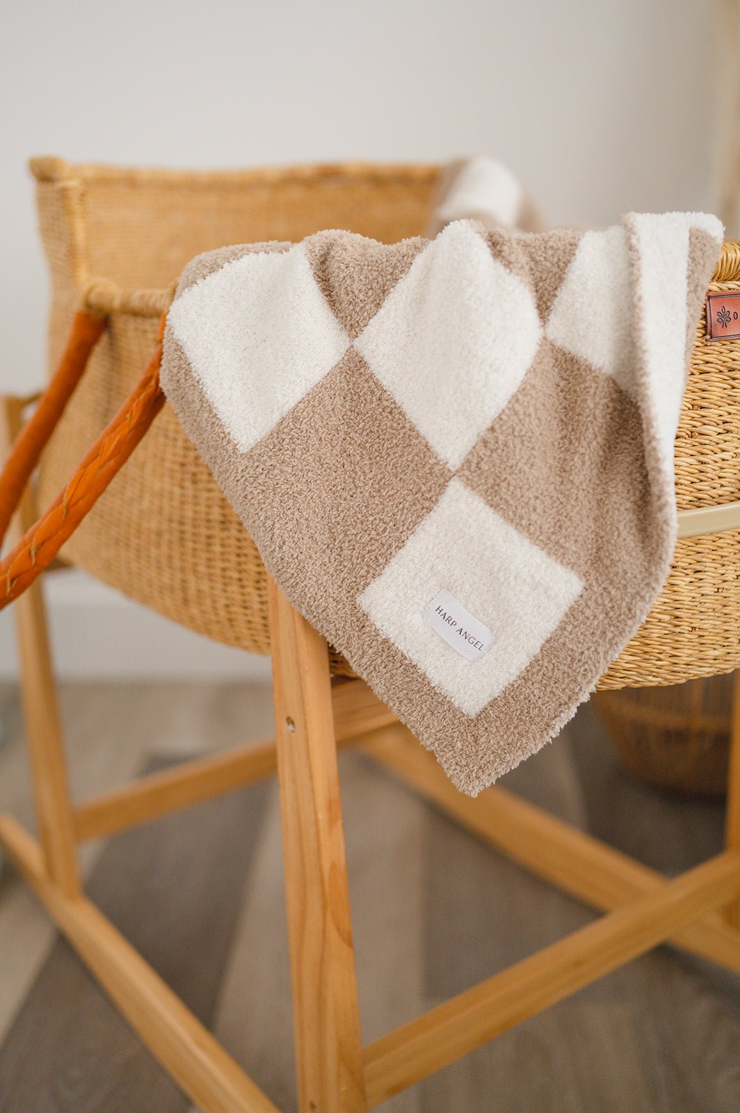 Checker Blanket - Taupe/White - Harp Angel Boutique