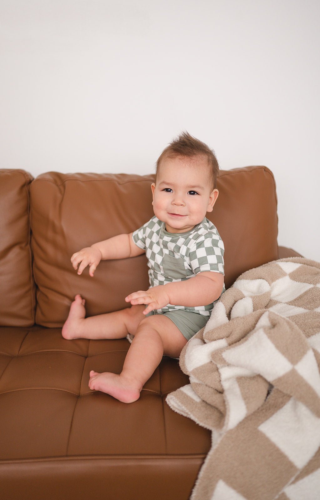 Checker Blanket - Taupe/White - Harp Angel Boutique