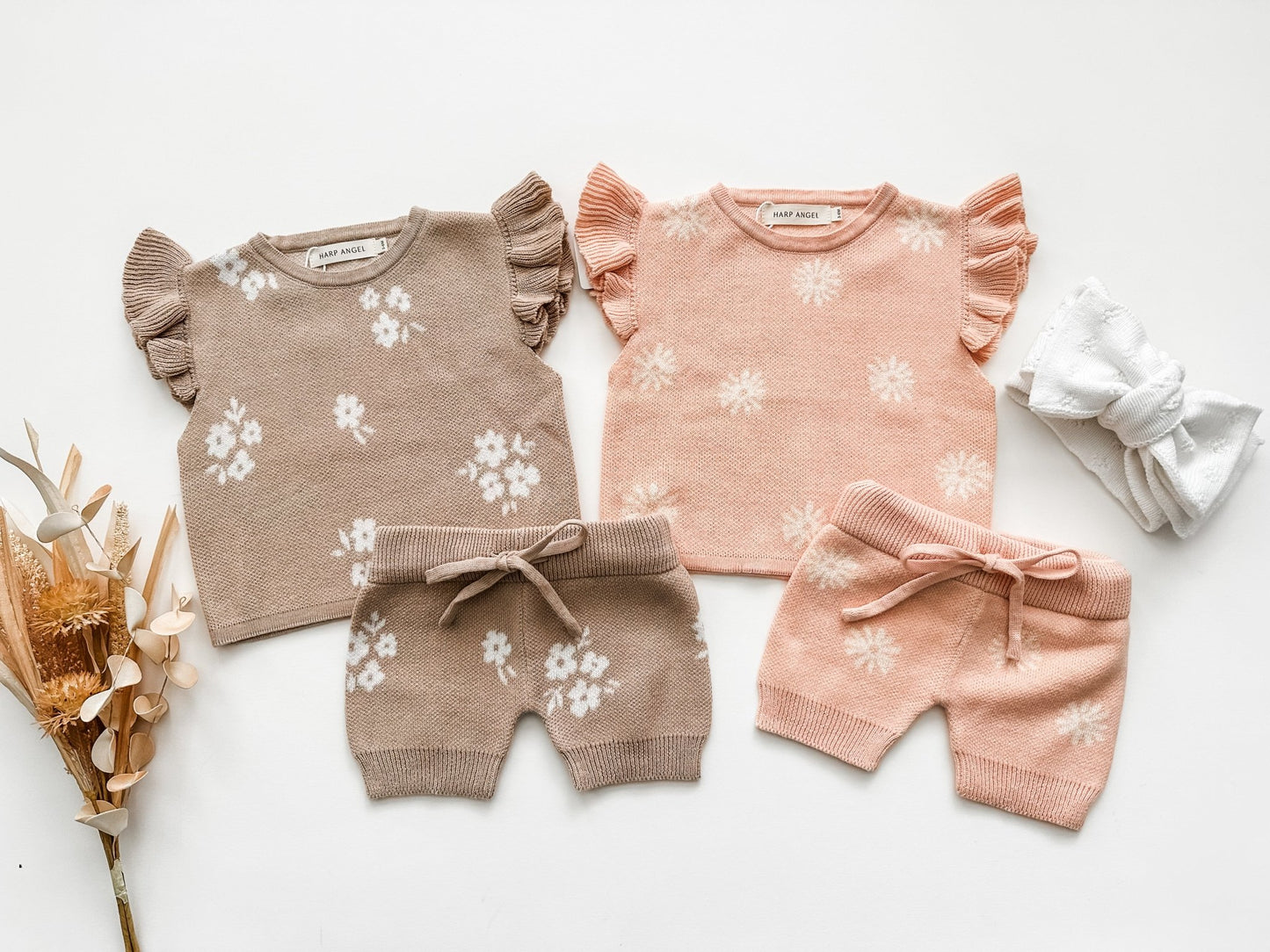 COMING SOON! Organic Knit Short Set - Tan Floral - Harp Angel Boutique
