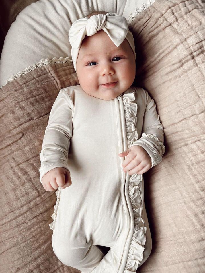 Cream Baby Bow Headband - Harp Angel Boutique