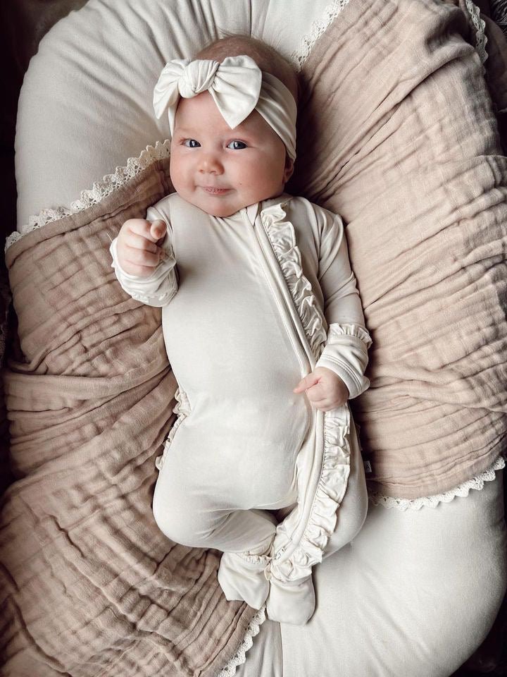 Cream Baby Bow Headband - Harp Angel Boutique