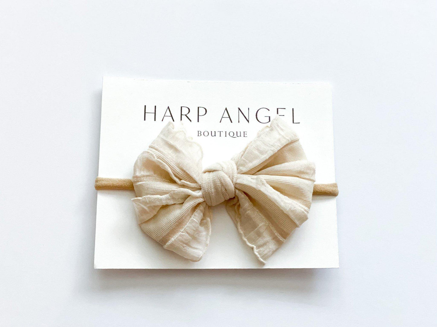 Cream Chiffon Knot Bow Headband - Harp Angel Boutique