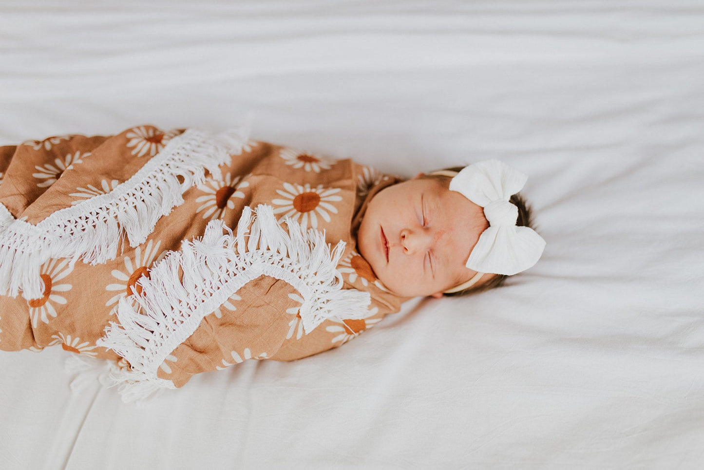 Daisy Fringe Muslin Swaddle Blanket - Harp Angel Boutique