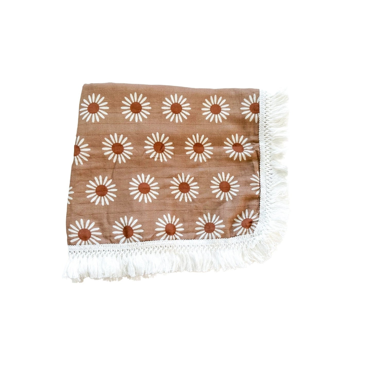 Fringe Swaddle Blanket - Daisy - Harp Angel Boutique