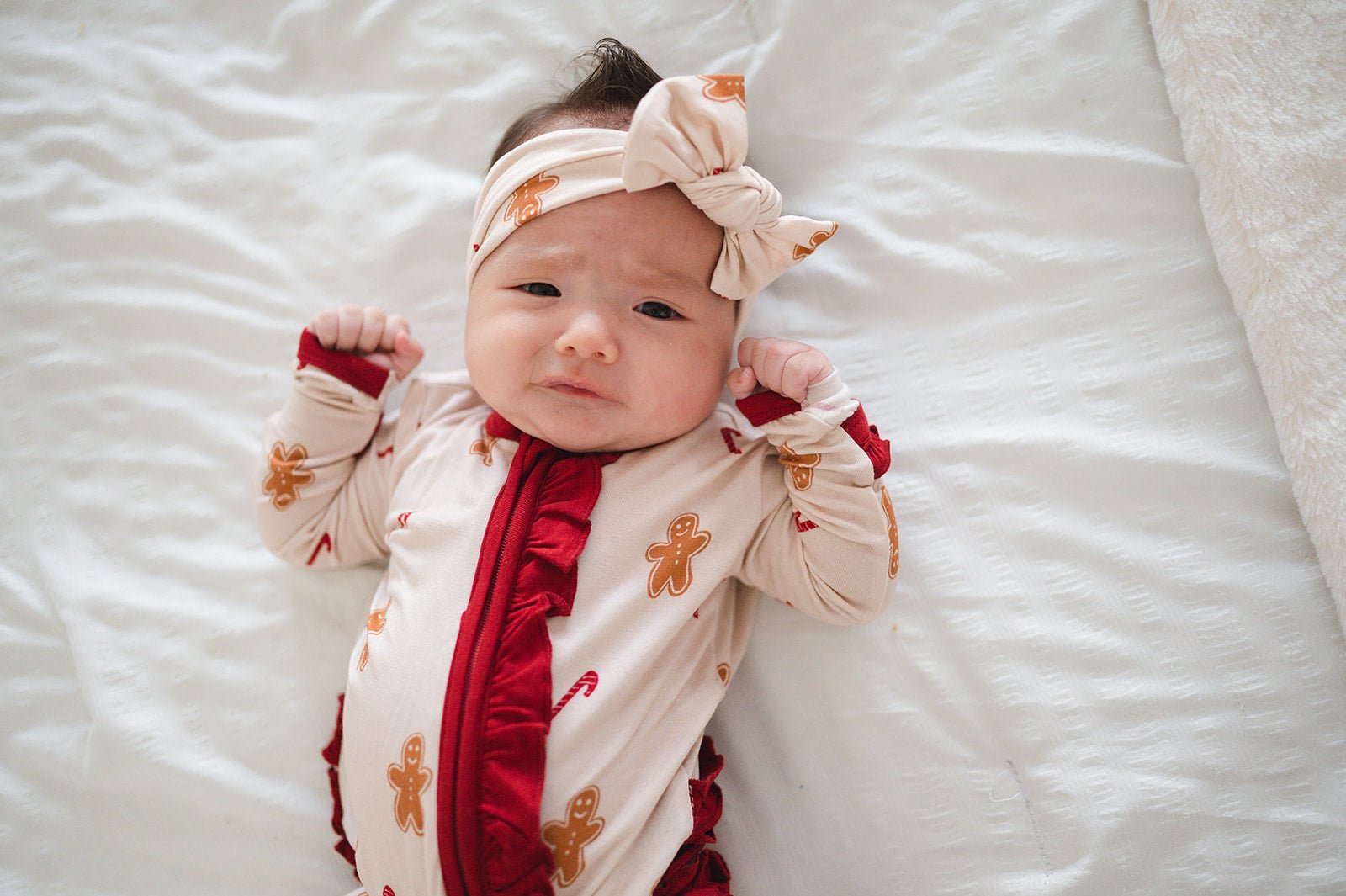 Gingerbread Knotted Baby Bow Headband - Harp Angel Boutique