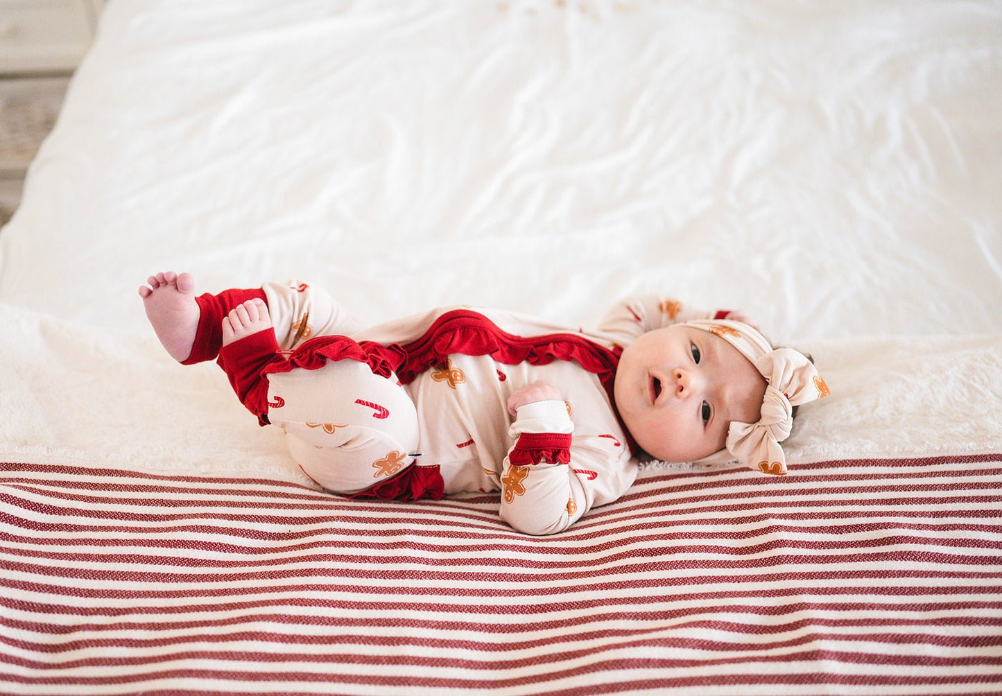 Gingerbread Knotted Baby Bow Headband - Harp Angel Boutique
