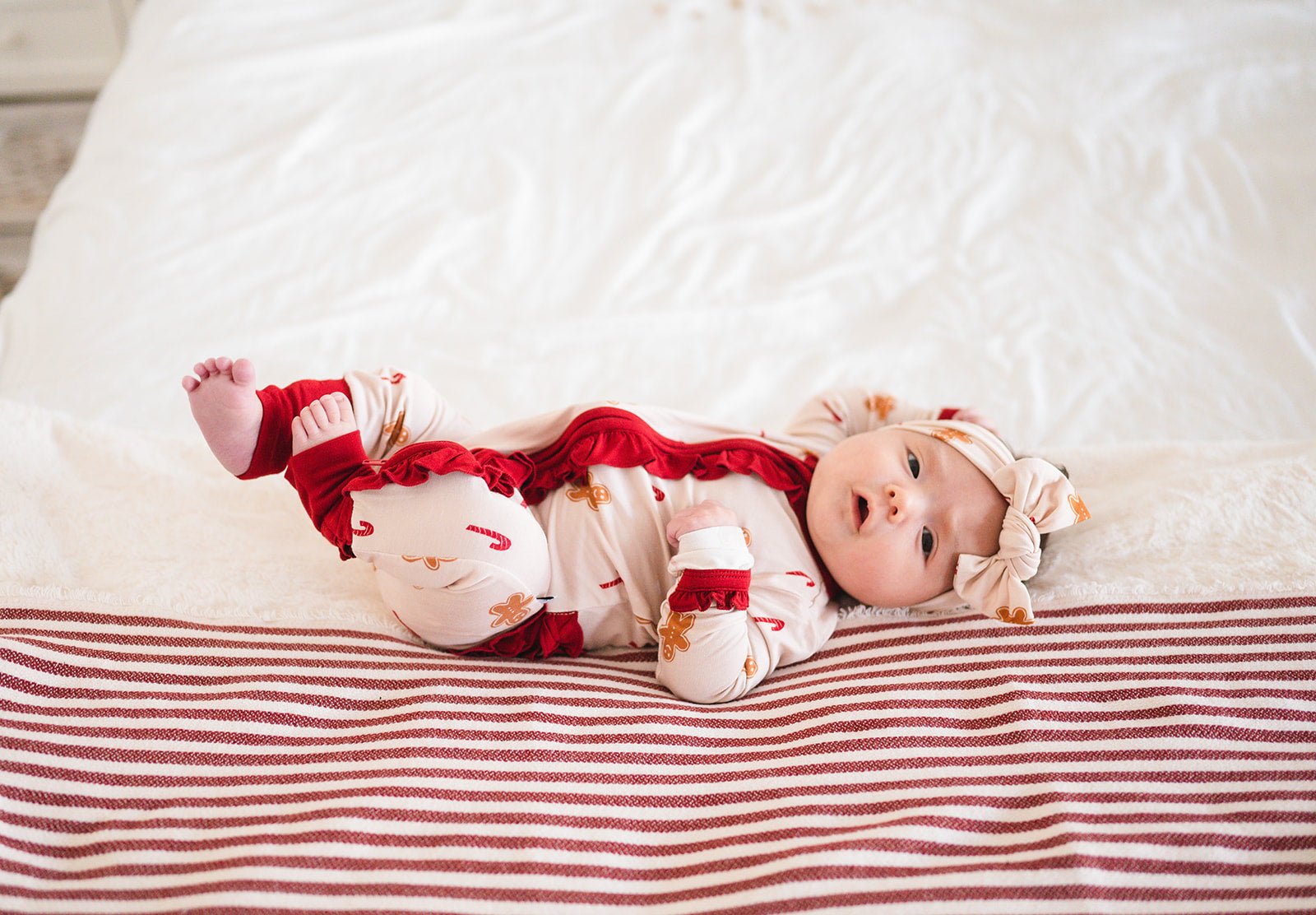 Gingerbread Knotted Baby Bow Headband - Harp Angel Boutique