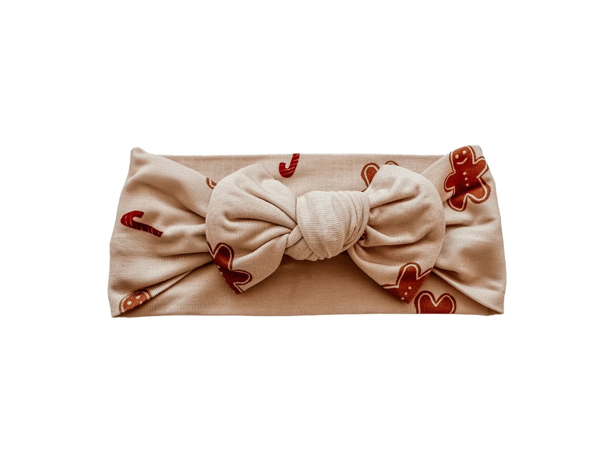 Gingerbread Knotted Baby Bow Headband - Harp Angel Boutique