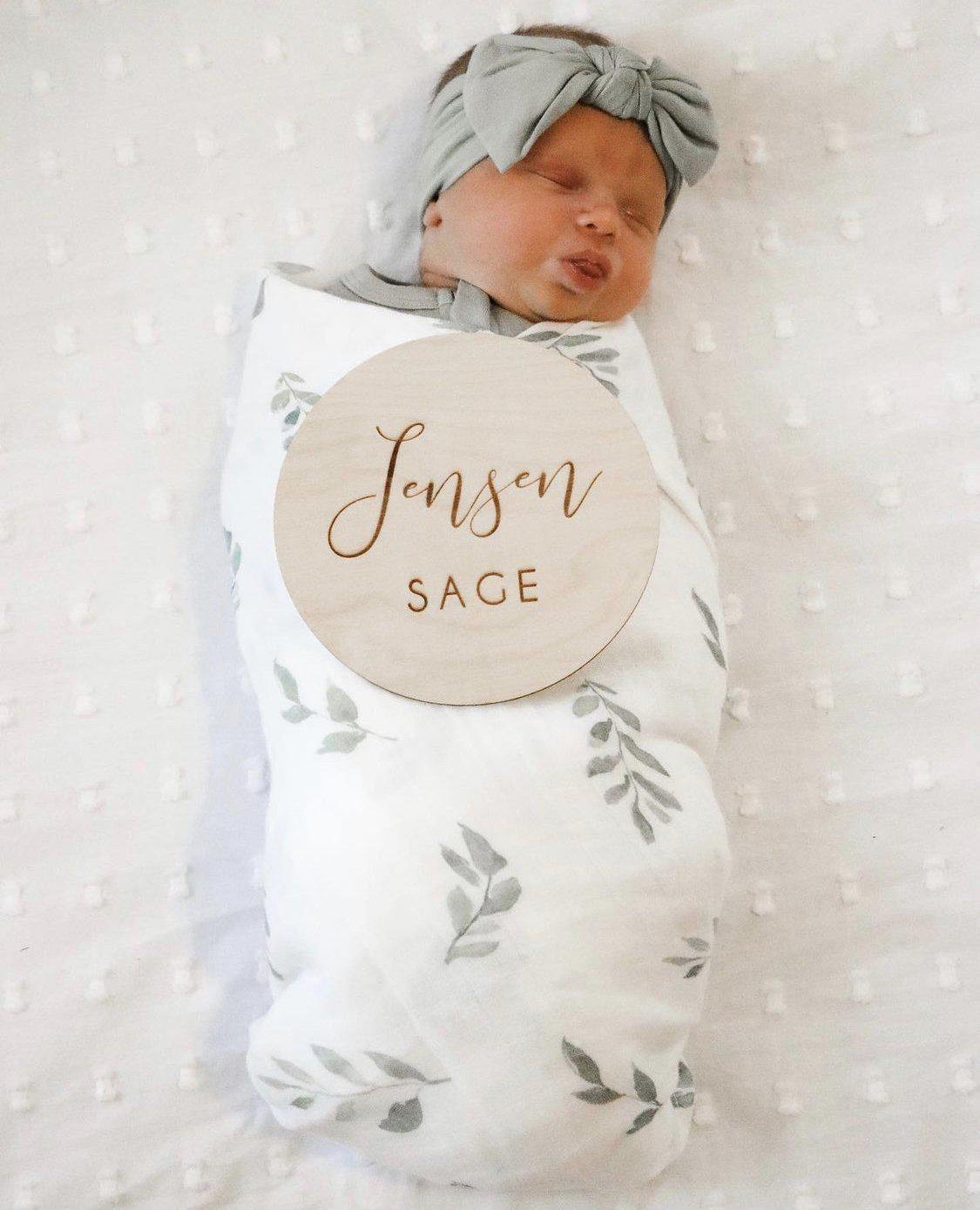 Green Leaves Bamboo Muslin Swaddle Blanket - Harp Angel Boutique