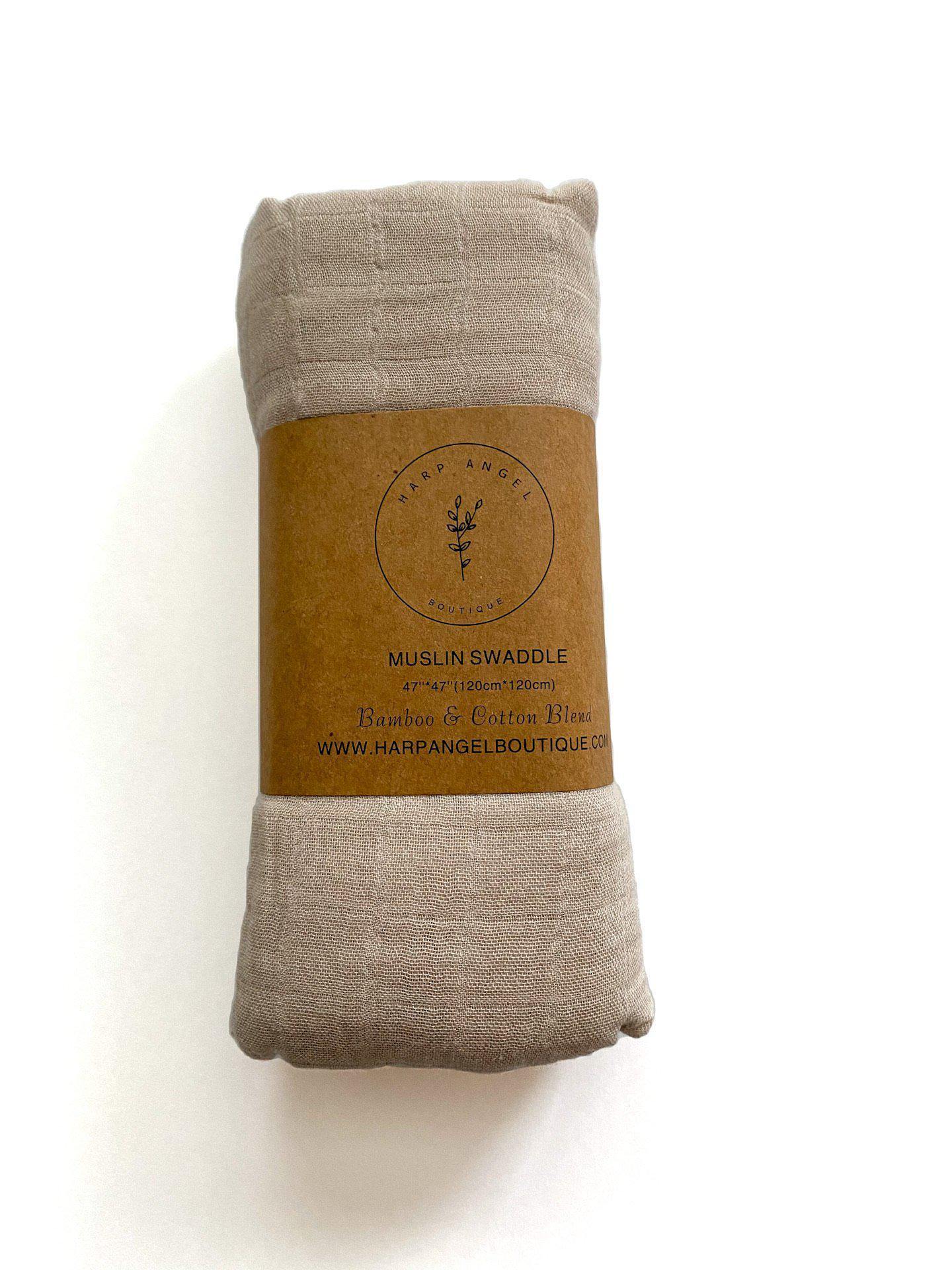 Tan Muslin Swaddle Blanket - Harp Angel Boutique