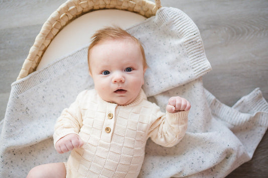 Knitted Baby Blanket - Black Sprinkle - Harp Angel Boutique
