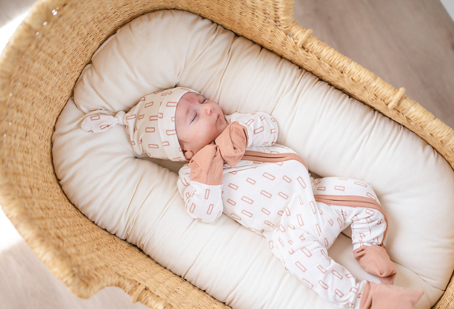 Knot Hat - Neutral Rectangles - Harp Angel Boutique