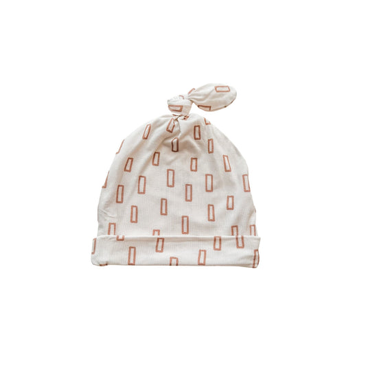 Knot Hat - Neutral Rectangles - Harp Angel Boutique
