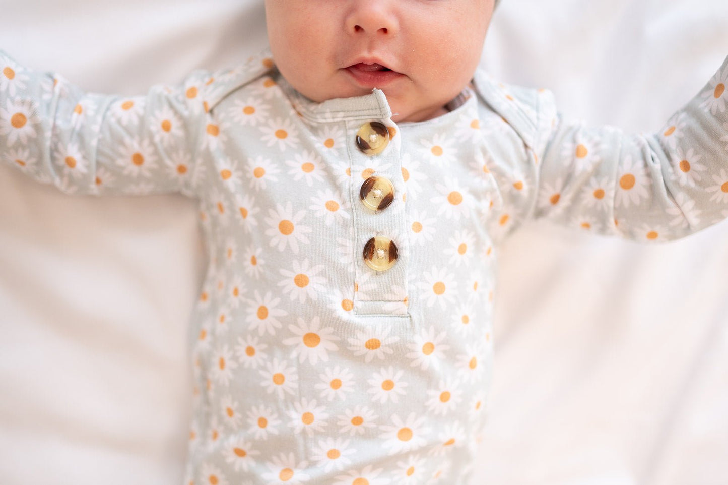 Knotted Baby Gown - Blue Daisy - Harp Angel Boutique