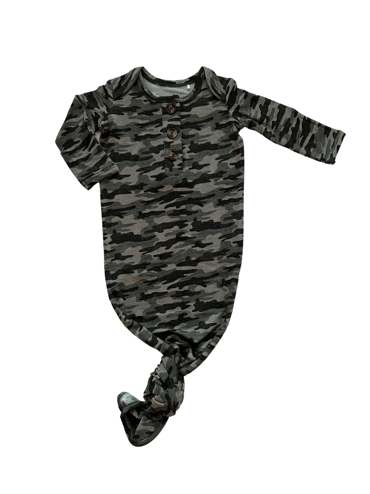 Knotted Baby Gown - Camo - Harp Angel Boutique