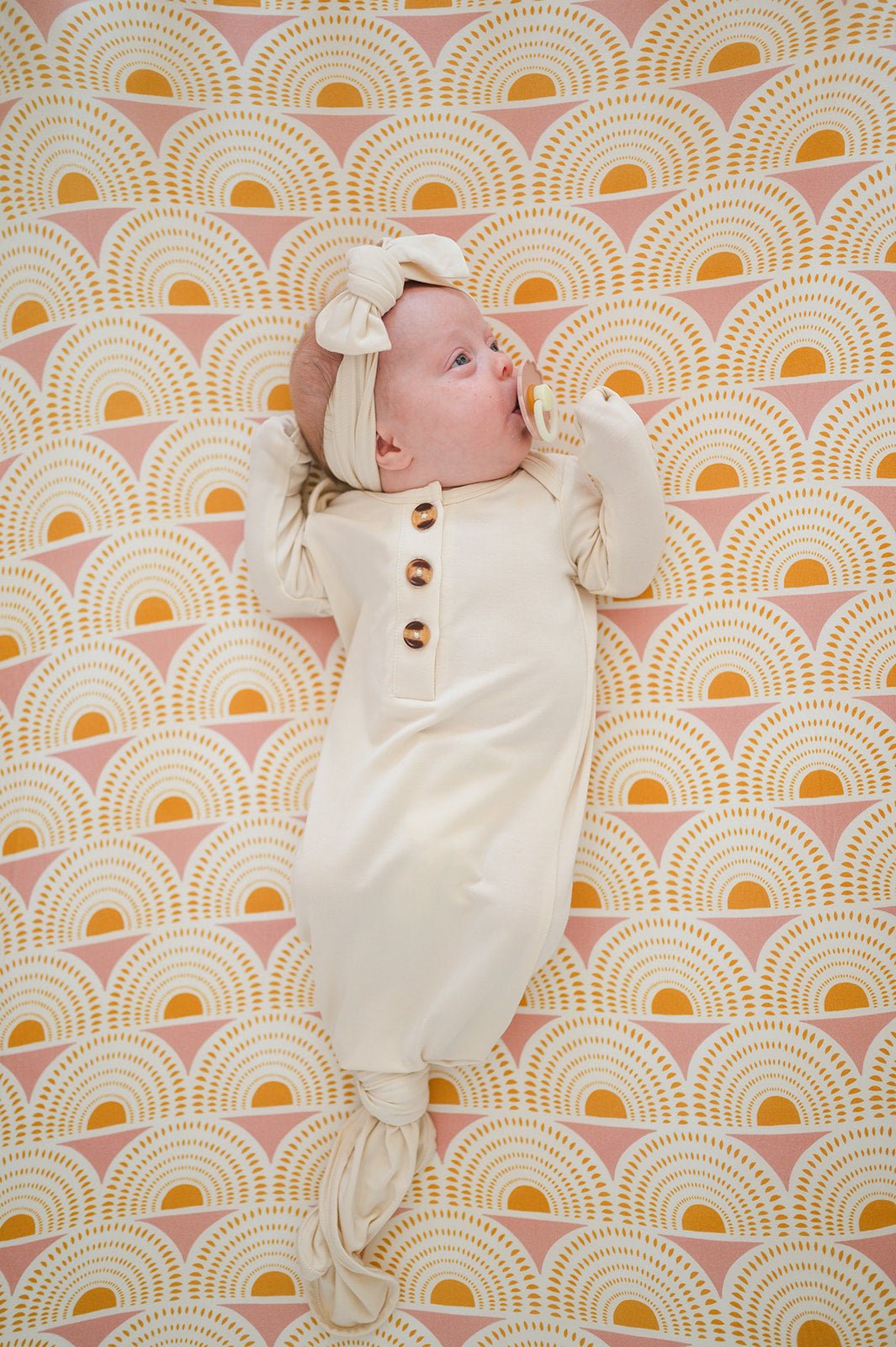 Knotted Baby Gown - Cream - Harp Angel Boutique