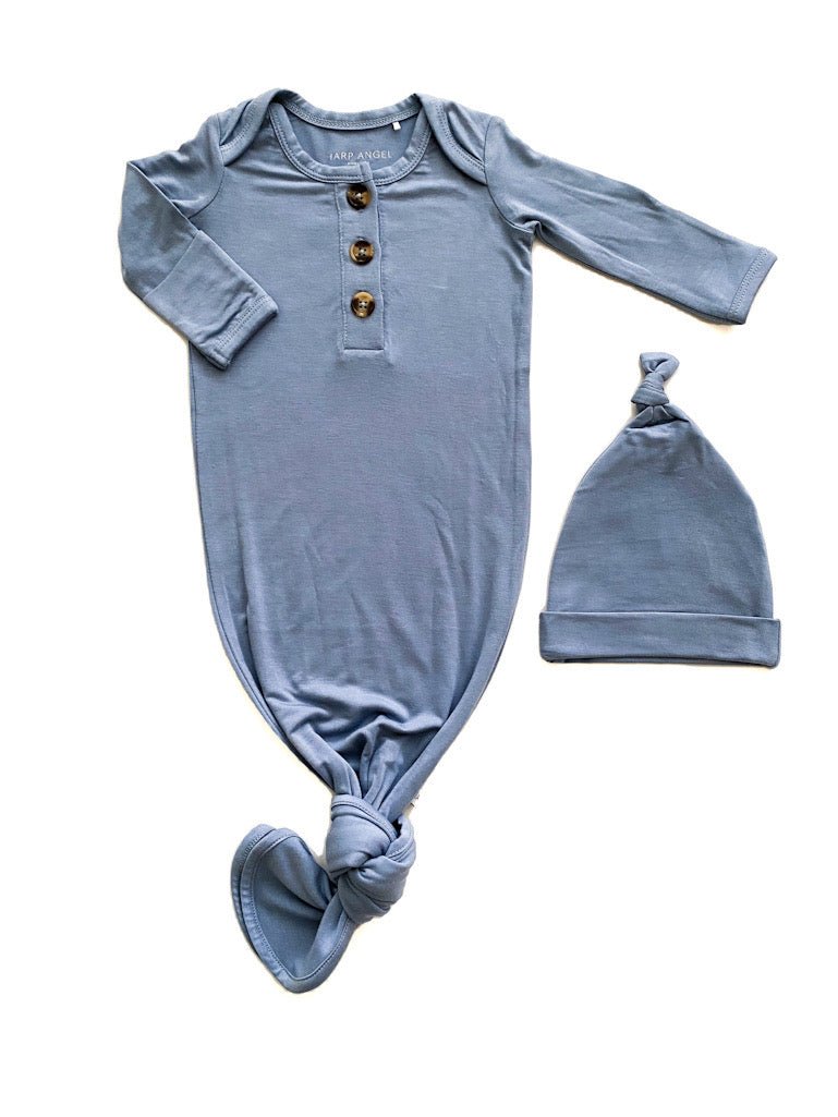 Knotted Baby Gown - Dusty Blue - Harp Angel Boutique