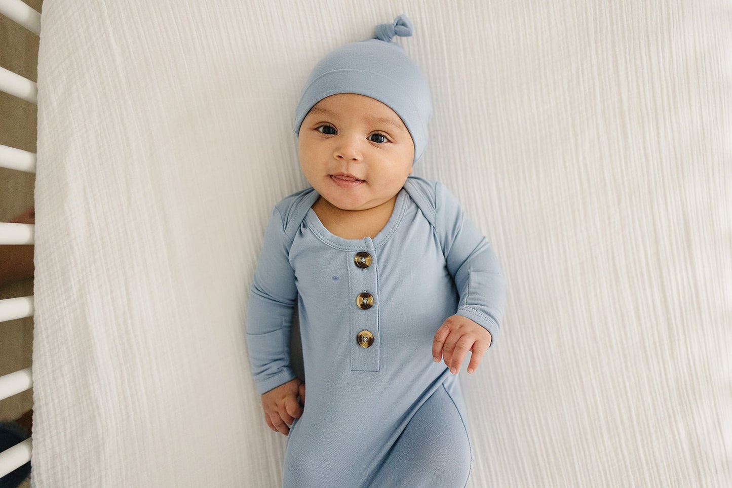 Knotted Baby Gown - Dusty Blue - Harp Angel Boutique