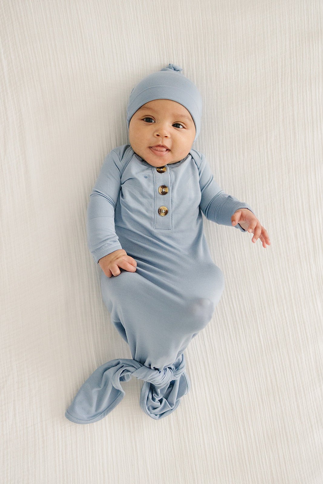 Knotted Baby Gown - Dusty Blue - Harp Angel Boutique