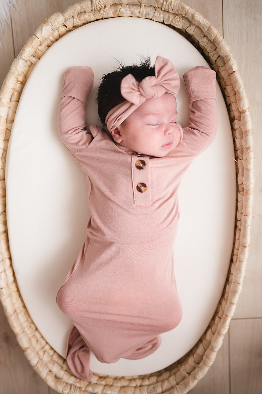 Knotted Baby Gown - Dusty Pink - Harp Angel Boutique
