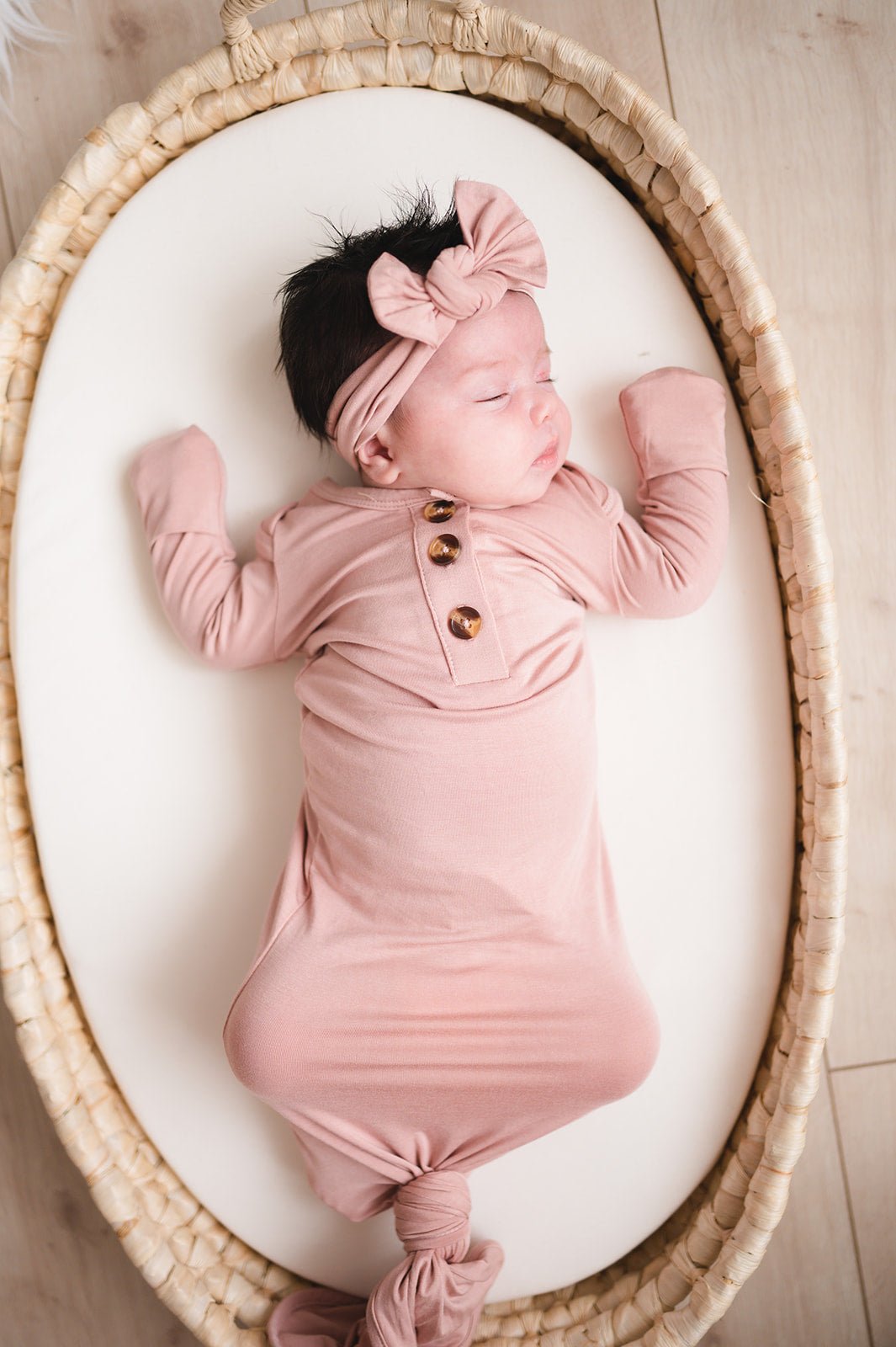Knotted Baby Gown - Dusty Pink - Harp Angel Boutique