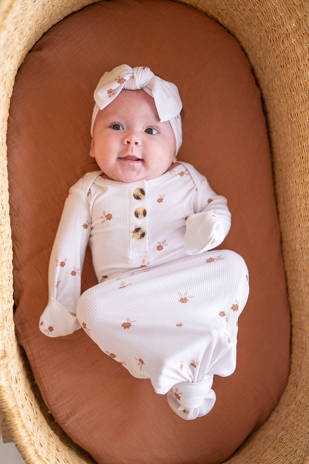 Knotted Baby Gown - Fleur - Harp Angel Boutique