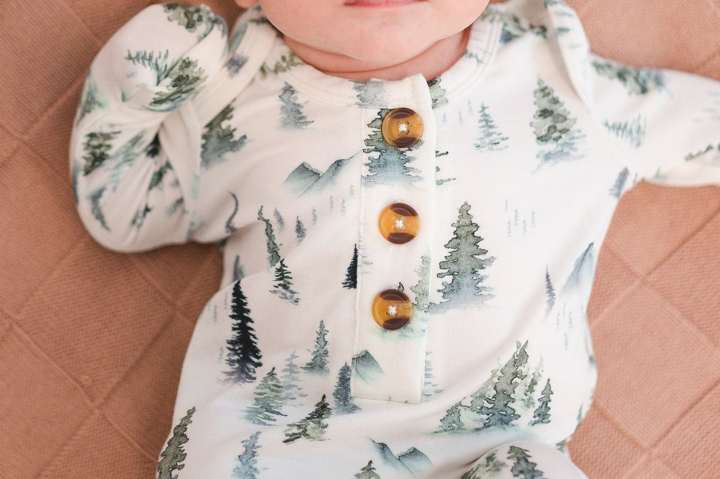 Knotted Baby Gown - Green Forest - Harp Angel Boutique