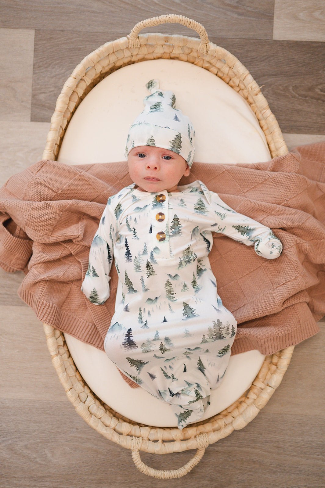 Knotted Baby Gown - Green Forest - Harp Angel Boutique