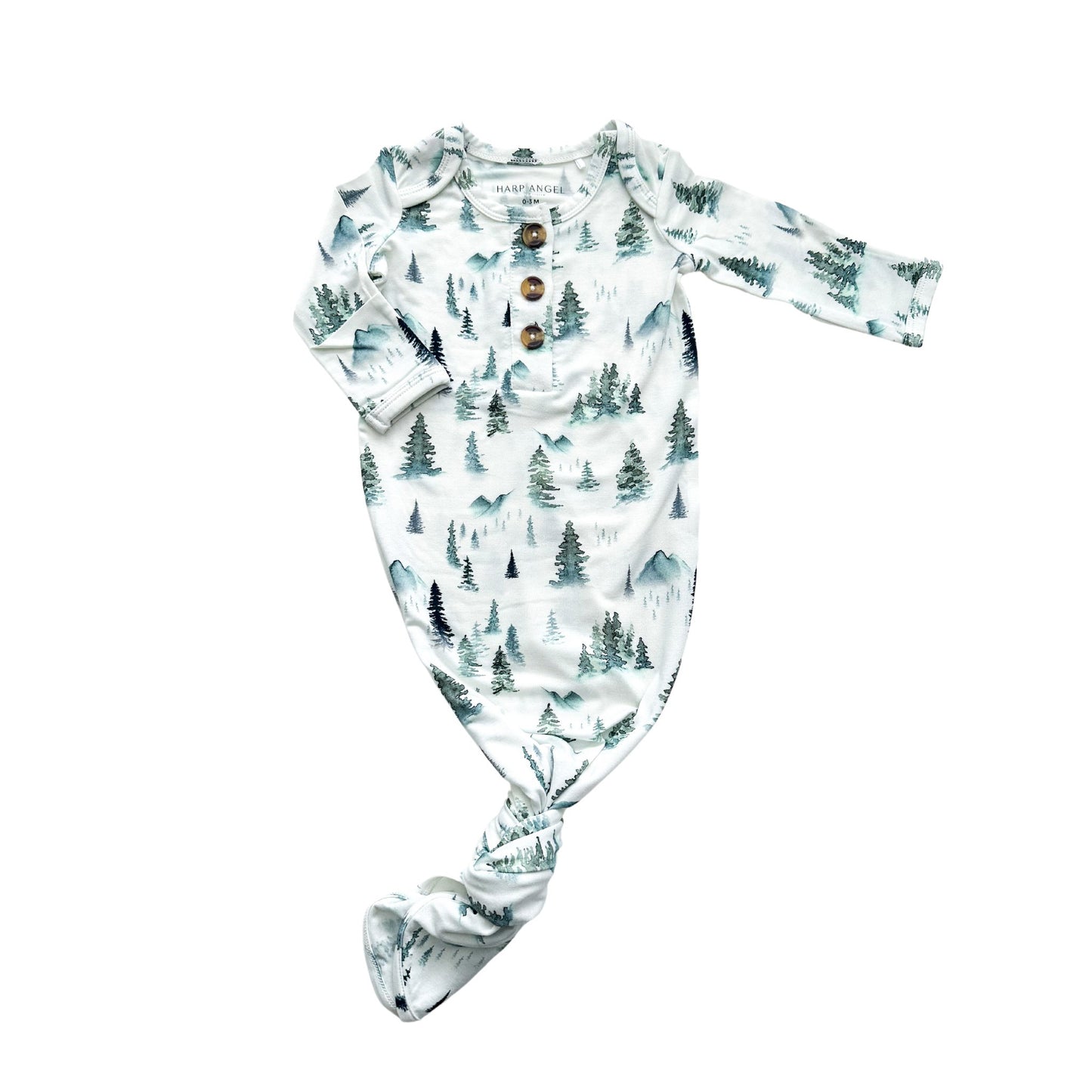 Knotted Baby Gown - Green Forest - Harp Angel Boutique