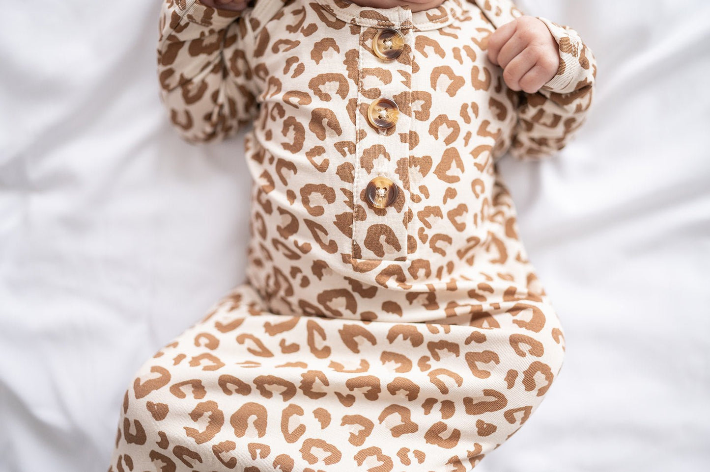 Knotted Baby Gown - Leopard - Harp Angel Boutique