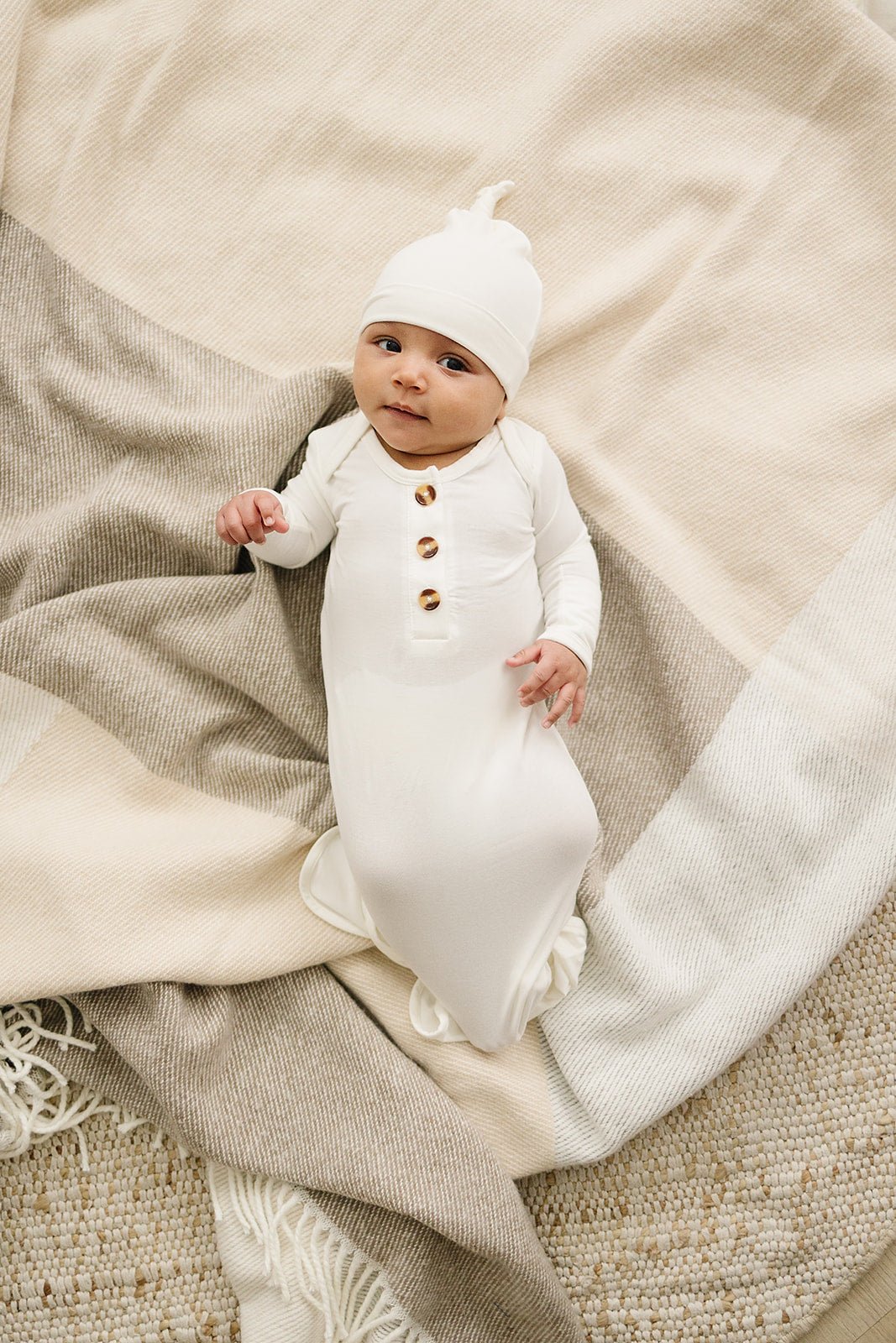 Knotted Baby Gown - White - Harp Angel Boutique