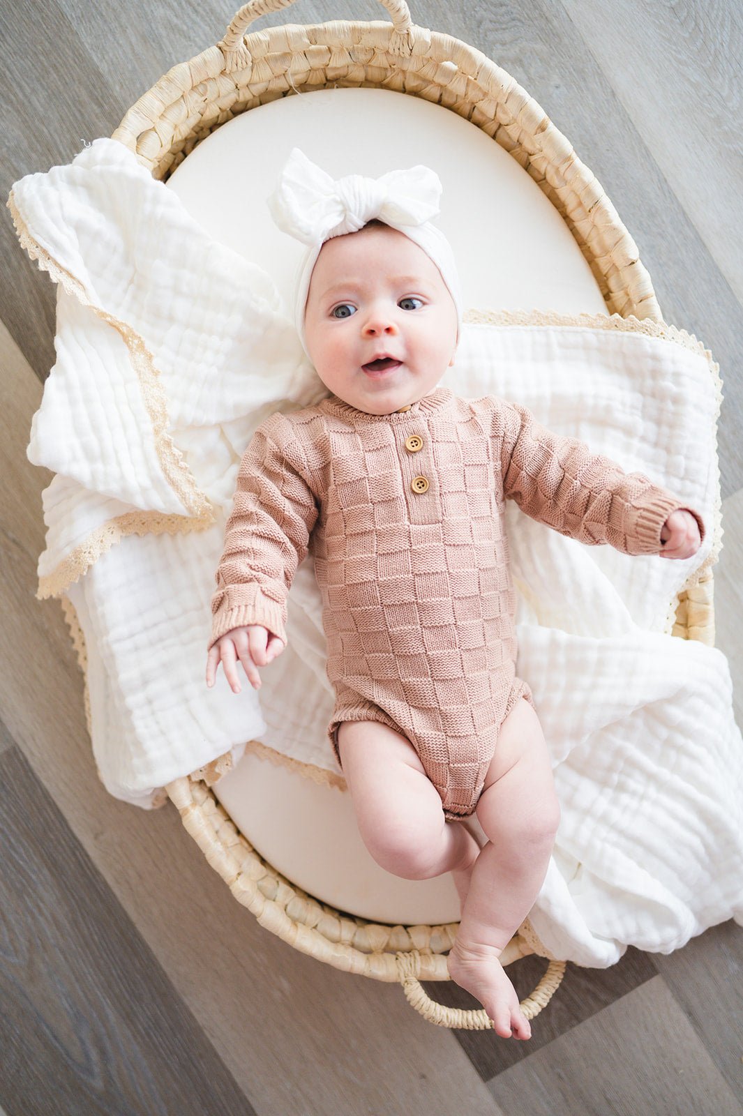 Lace 6-Layer Swaddle Blanket - White - Harp Angel Boutique