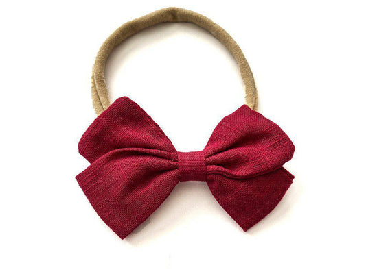 Maroon Baby Bow Headband - Harp Angel Boutique