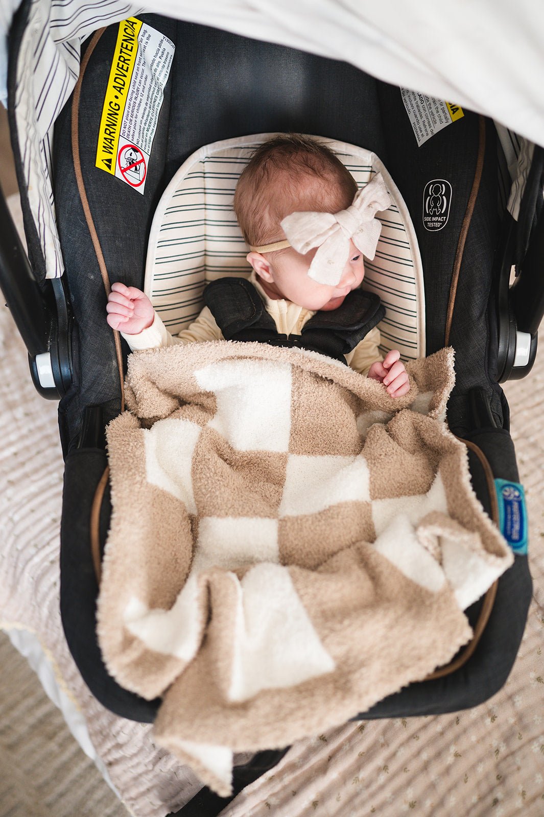 Mini Blanket - Checker Taupe/White - Harp Angel Boutique