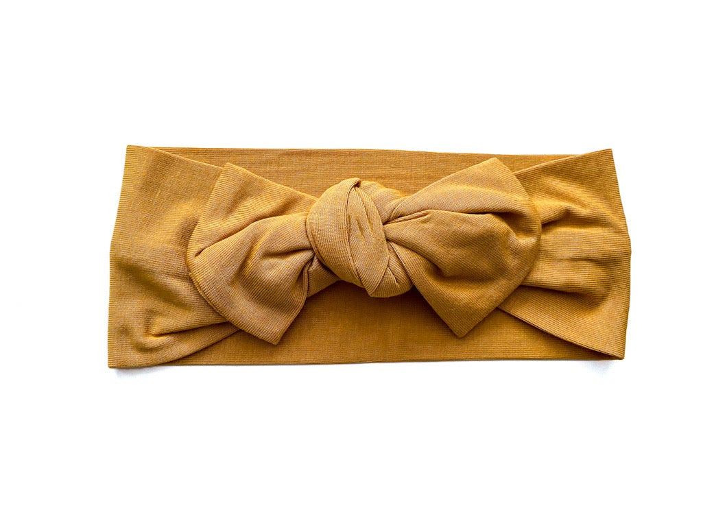 Mustard Baby Bow Headband - Harp Angel Boutique