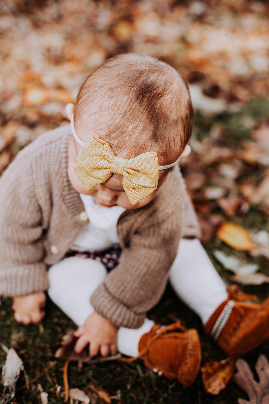 Mustard Yellow Bow Headband - Harp Angel Boutique