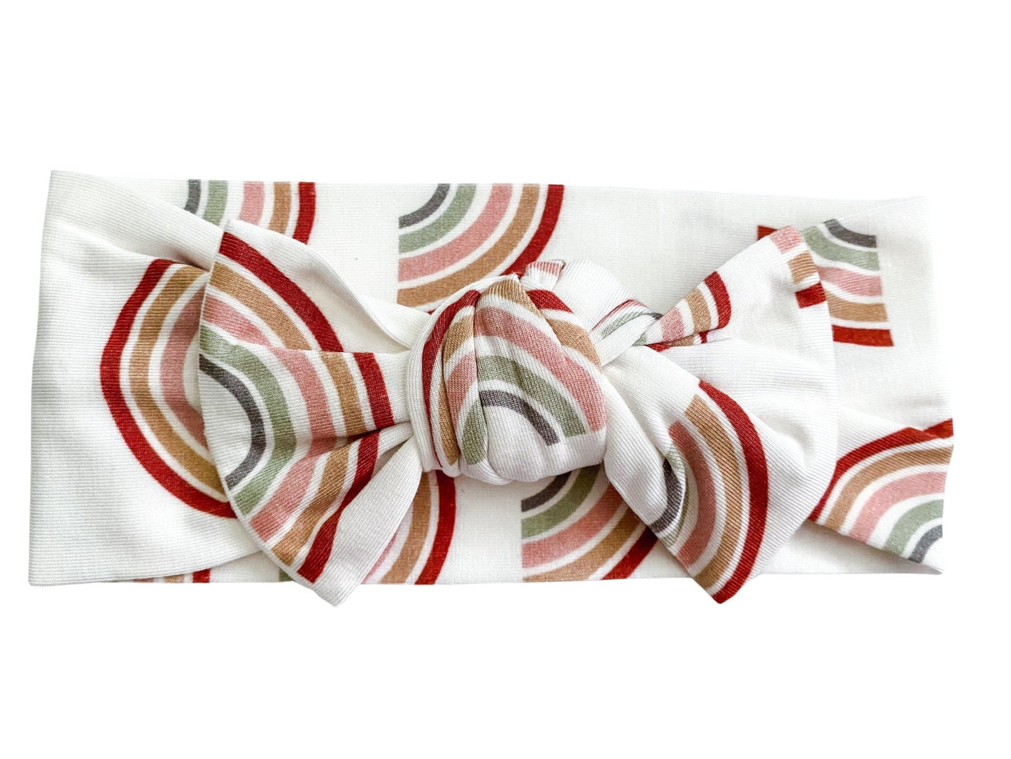 Neutral Rainbow Knotted Baby Bow Headband - Harp Angel Boutique