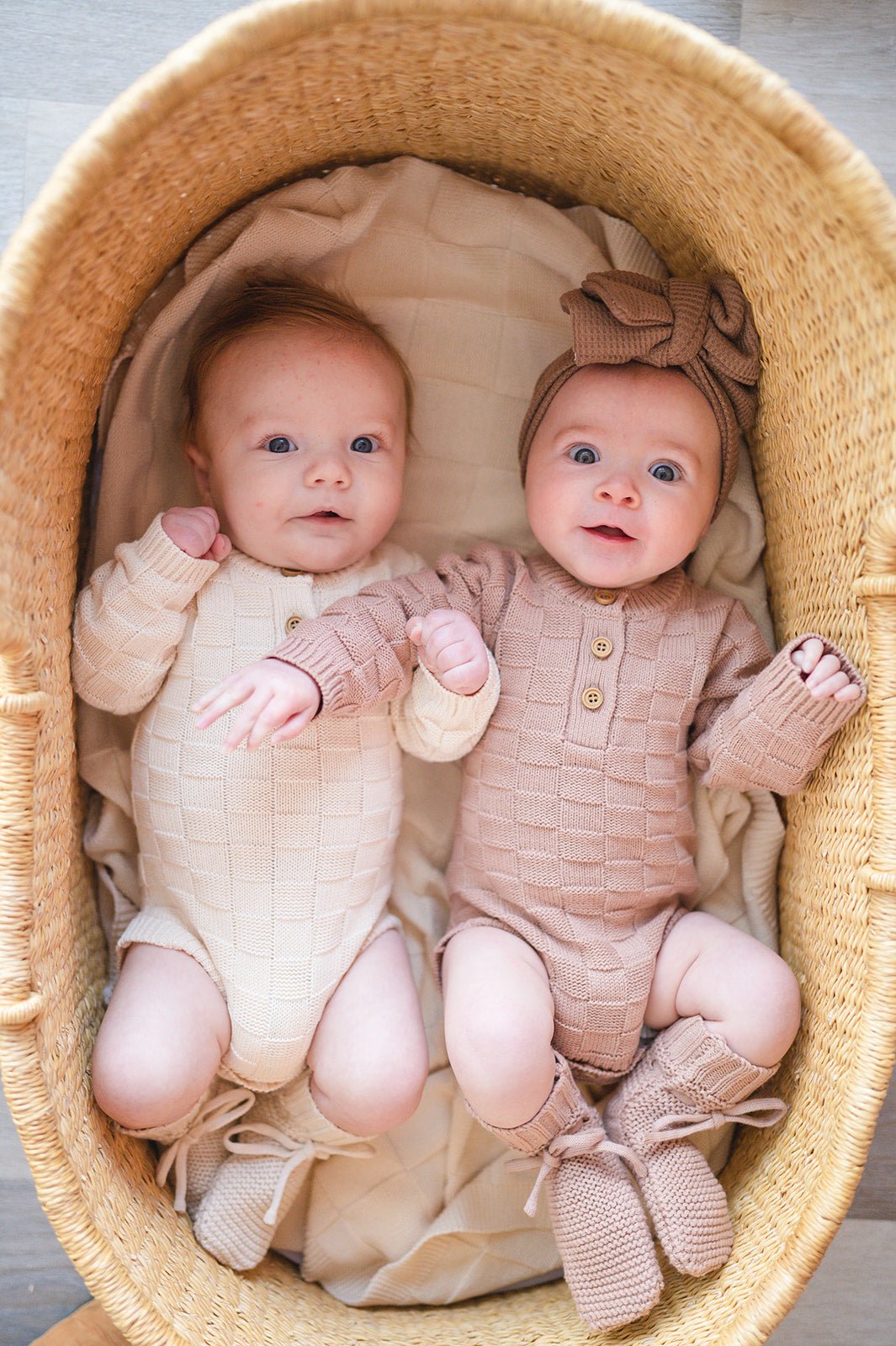 Organic Knit Bodysuit- Mocha Checker - Harp Angel Boutique