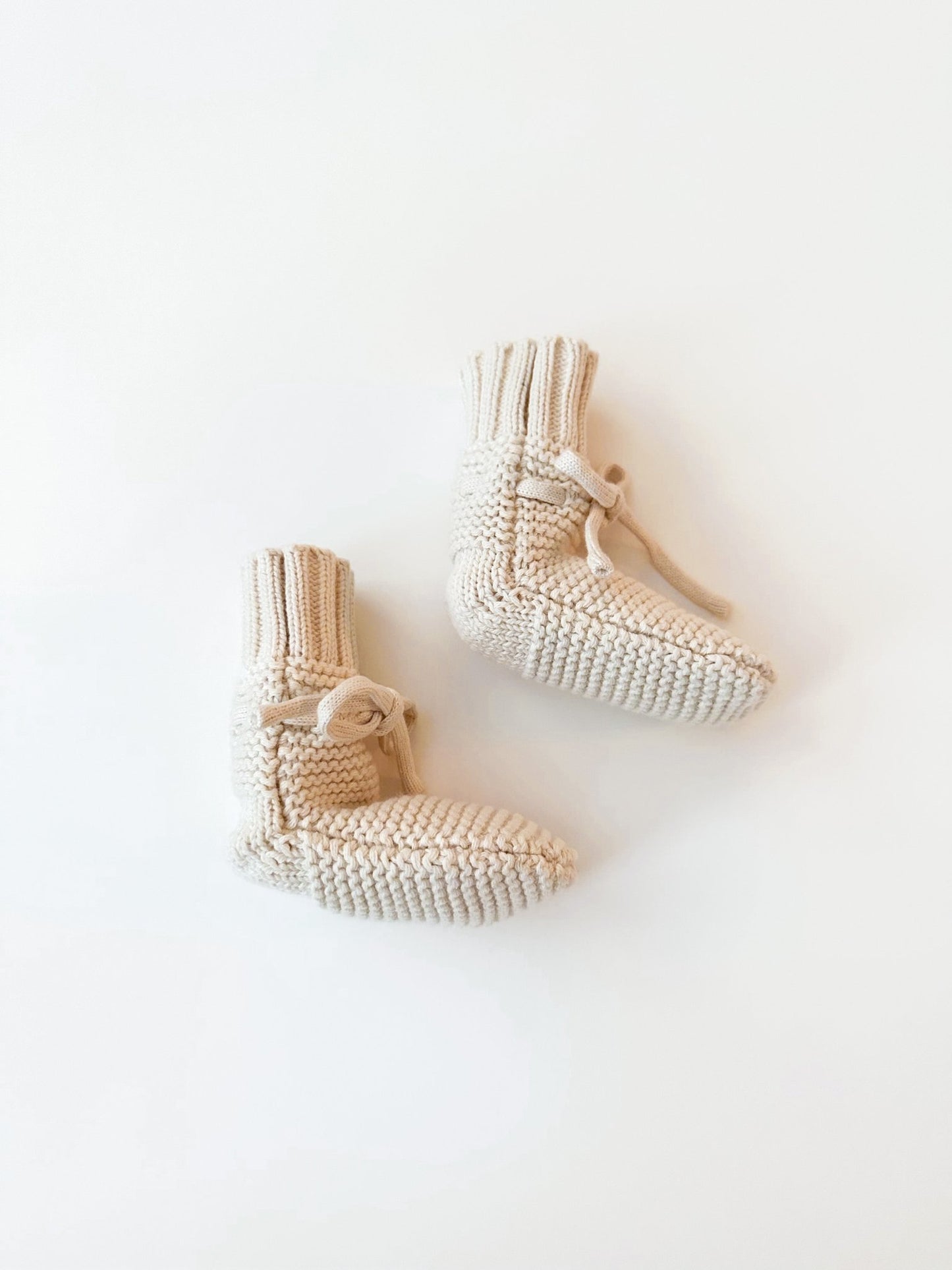 Organic Knit Booties - Cream - Harp Angel Boutique