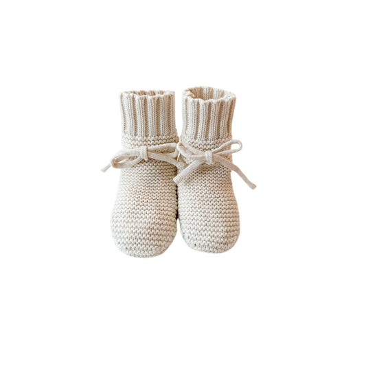 Organic Knit Booties - Cream - Harp Angel Boutique