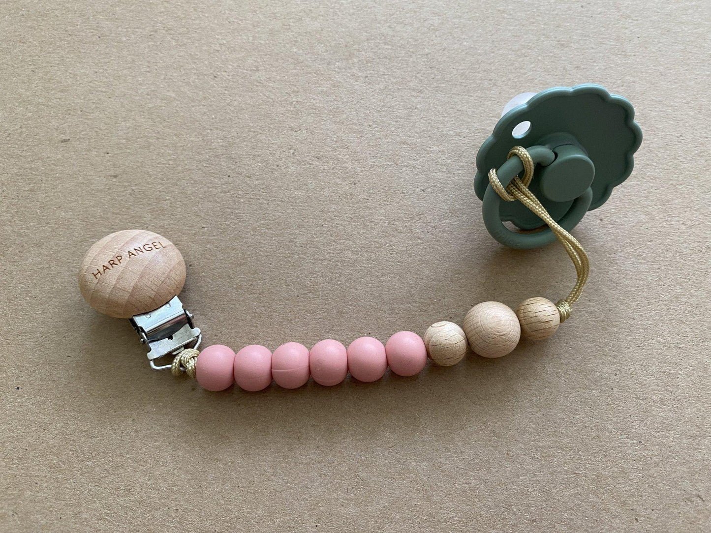 Pacifier Clip Harper (Dusty Pink) - Harp Angel Boutique