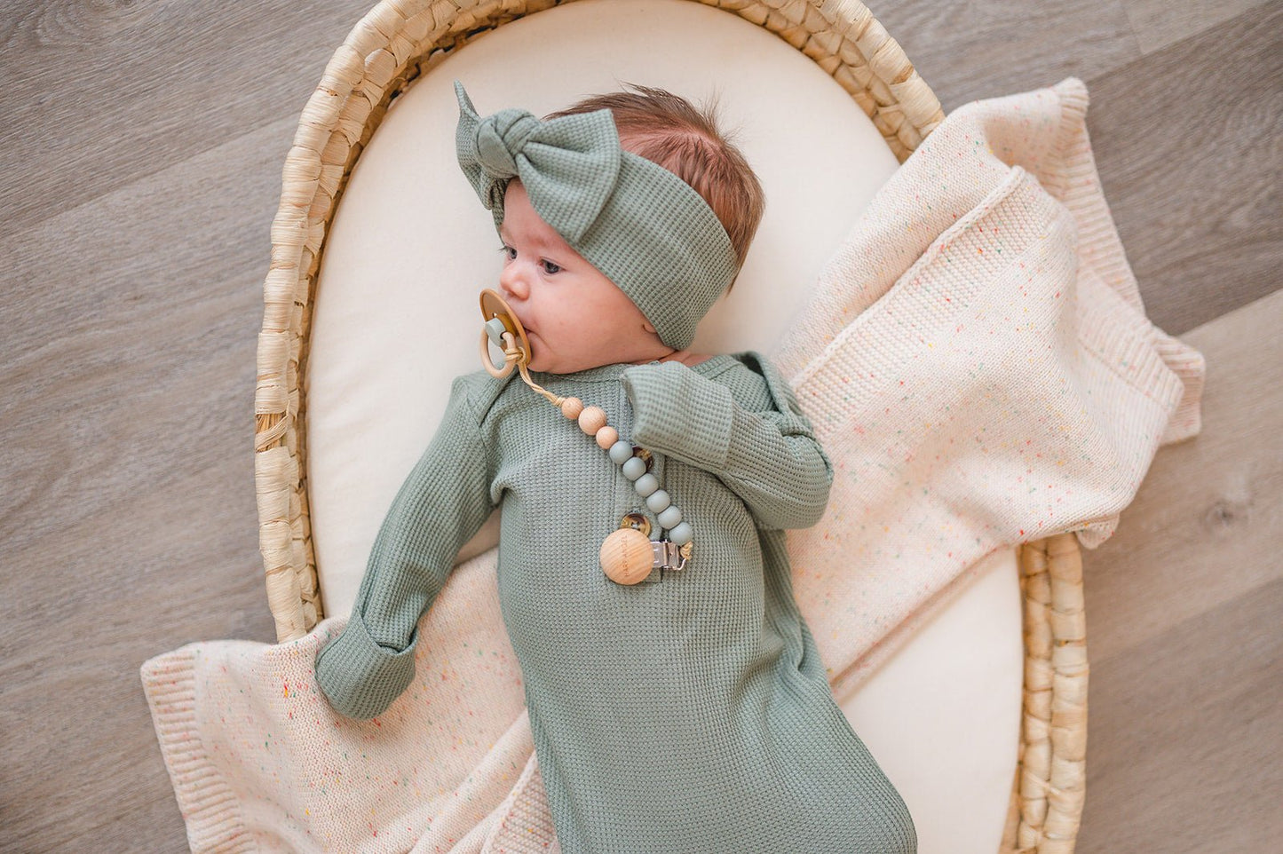 Pacifier Clip Harper (Sage) - Harp Angel Boutique