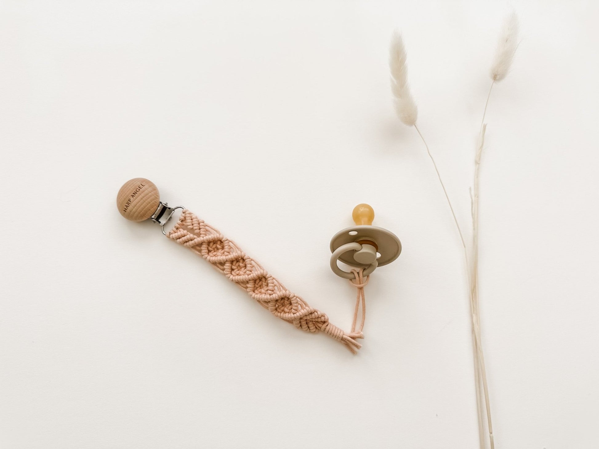 Pacifier Clip Macrame - Blush - Harp Angel Boutique