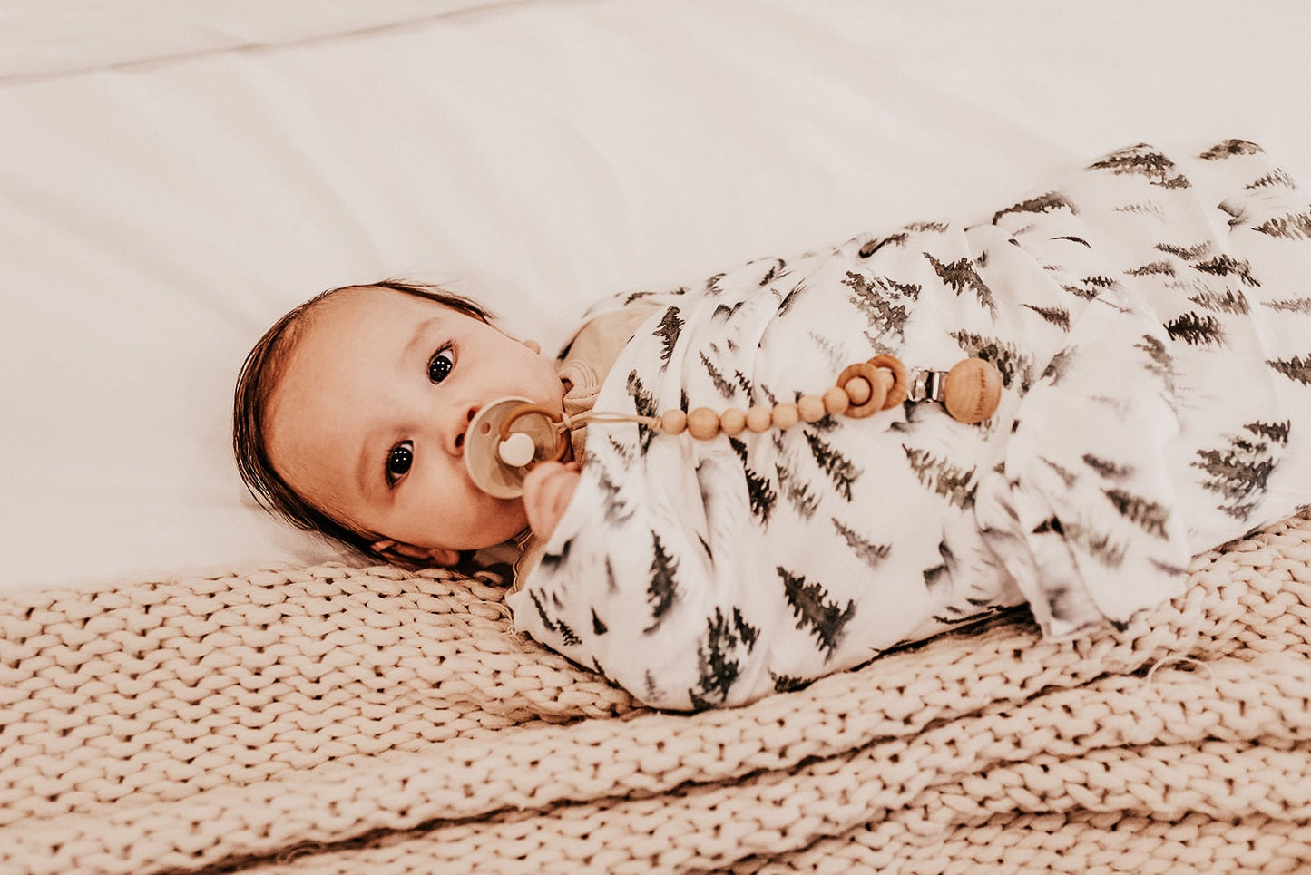 Pacifier Clip Wood Rattle - Harp Angel Boutique