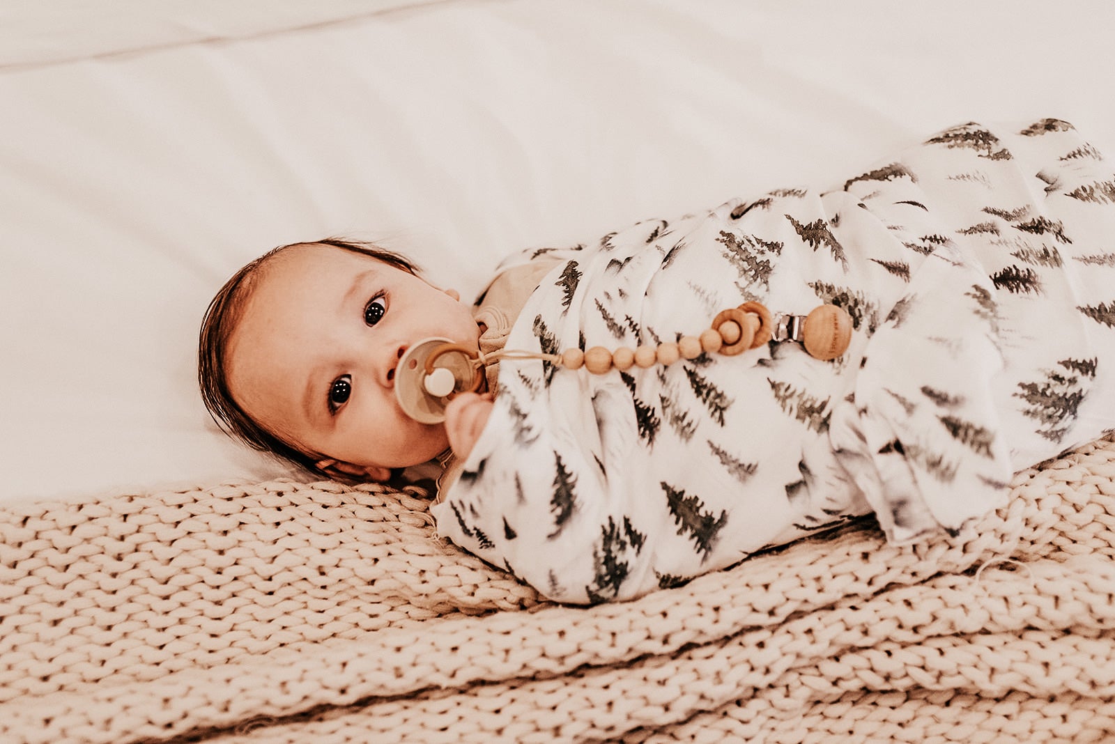 Pacifier Clip Wood Rattle - Harp Angel Boutique