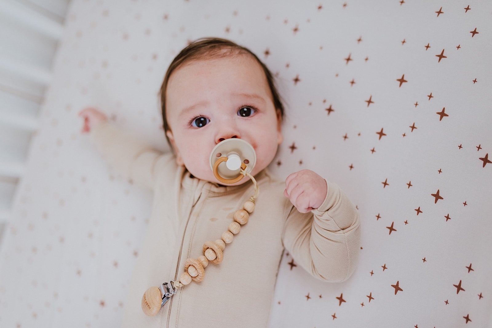 Pacifier Clip Wood Rattle - Harp Angel Boutique