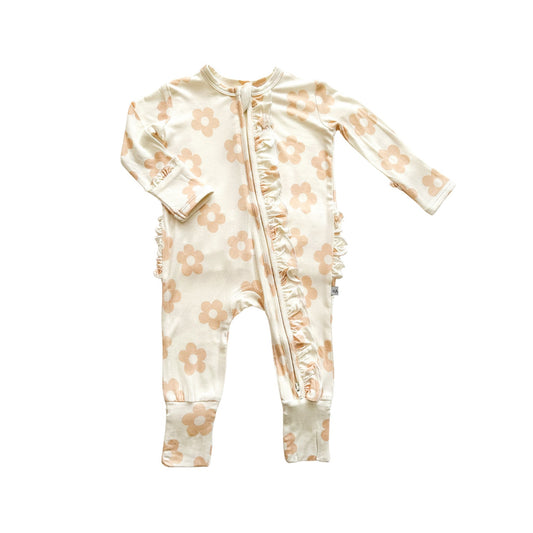 Ruffle Zipper One Piece - Blush Daisy - Harp Angel Boutique