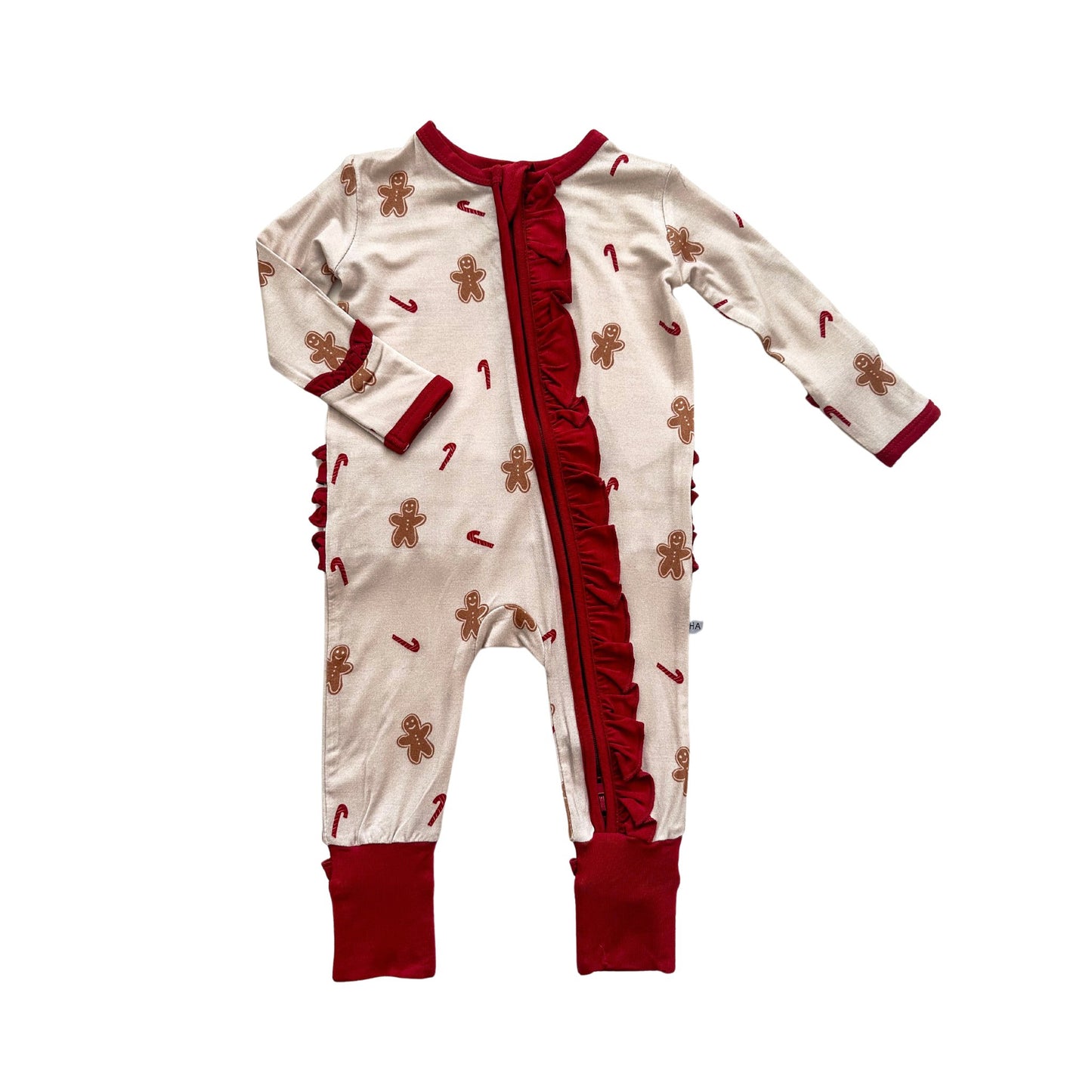Ruffle Zipper One Piece - Gingerbread - Harp Angel Boutique